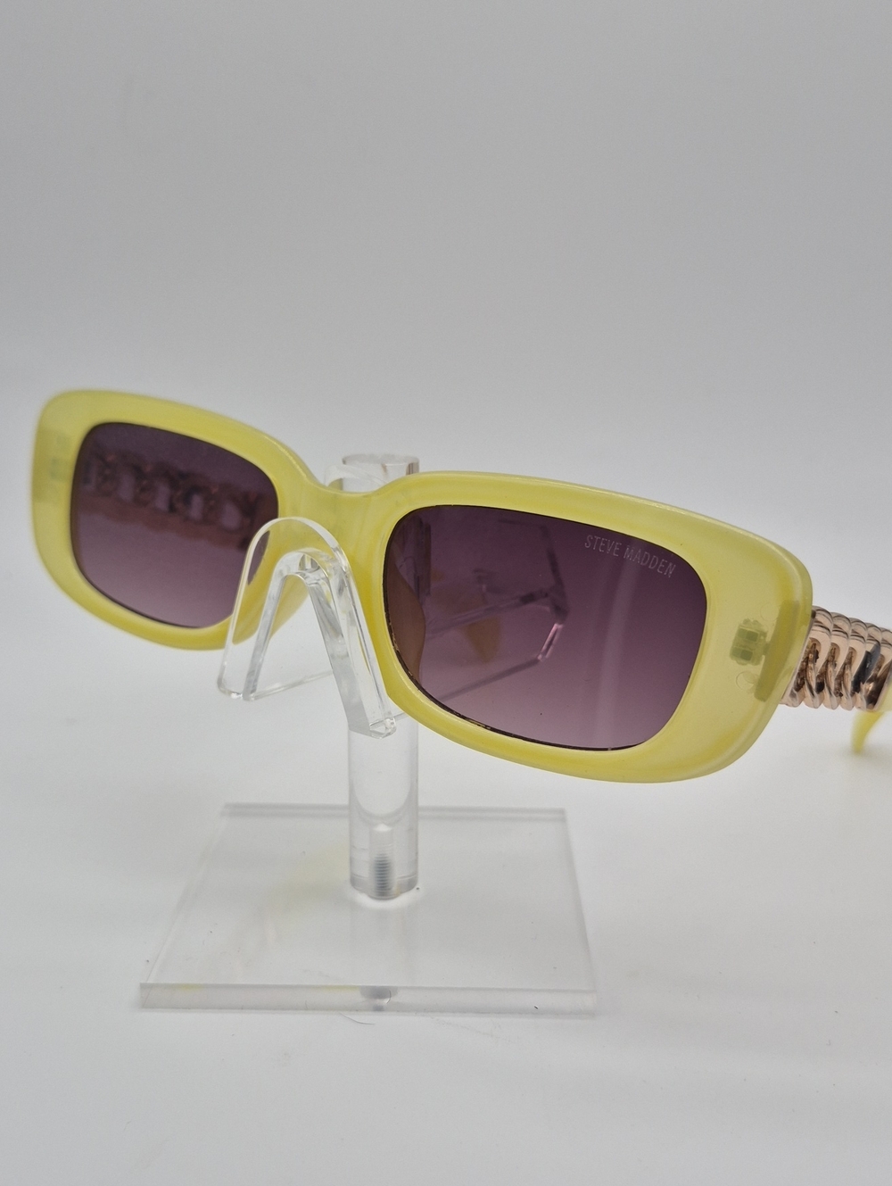 Steve Madden "Felicia" Yellow Frame Sunglasses with Purple Lenses 0157412203